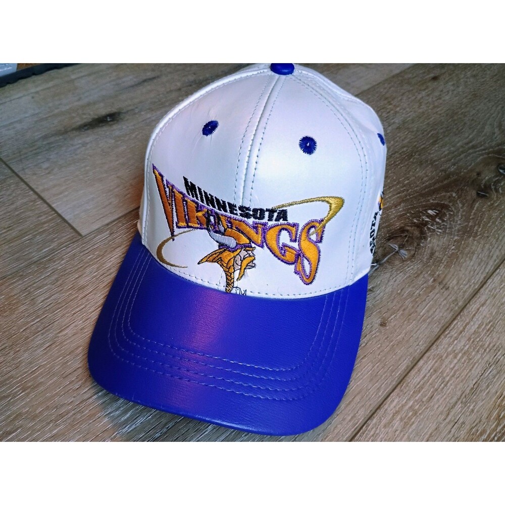 Vintage Minnesota Vikings Hat Cap Proelite Genuine Leather Made in the USA NFL